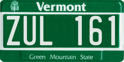 VT license plate ZUL161