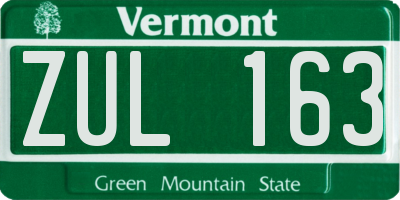 VT license plate ZUL163
