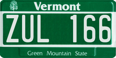 VT license plate ZUL166