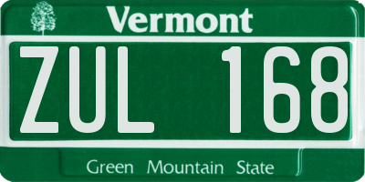 VT license plate ZUL168