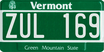 VT license plate ZUL169