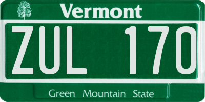 VT license plate ZUL170