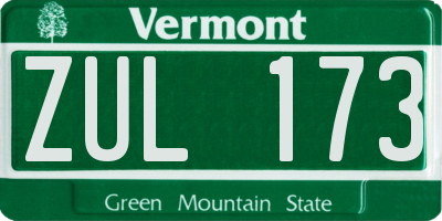 VT license plate ZUL173
