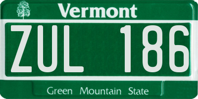 VT license plate ZUL186