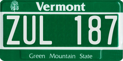 VT license plate ZUL187