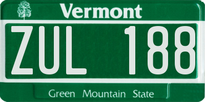 VT license plate ZUL188