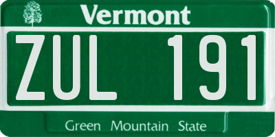 VT license plate ZUL191