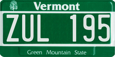 VT license plate ZUL195