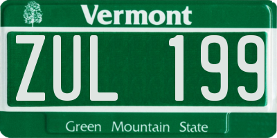 VT license plate ZUL199