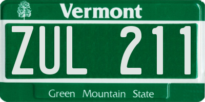 VT license plate ZUL211