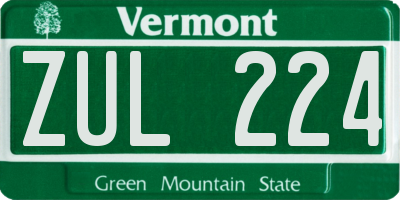 VT license plate ZUL224