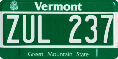 VT license plate ZUL237