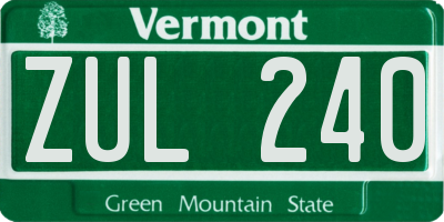 VT license plate ZUL240