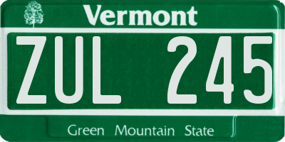 VT license plate ZUL245