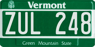 VT license plate ZUL248