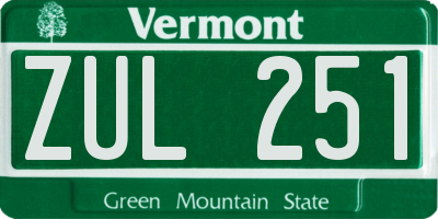 VT license plate ZUL251