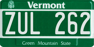 VT license plate ZUL262
