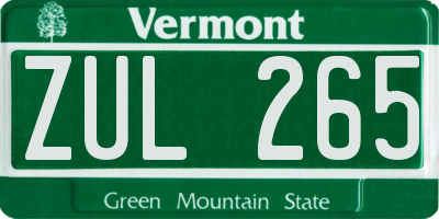 VT license plate ZUL265