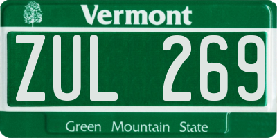VT license plate ZUL269