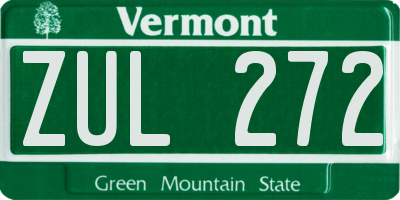 VT license plate ZUL272