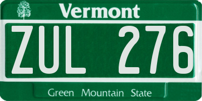 VT license plate ZUL276