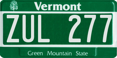 VT license plate ZUL277
