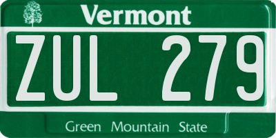 VT license plate ZUL279