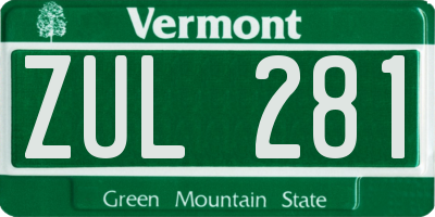 VT license plate ZUL281