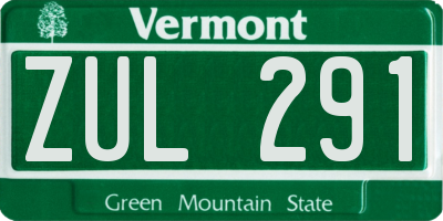 VT license plate ZUL291