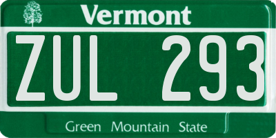 VT license plate ZUL293
