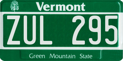 VT license plate ZUL295