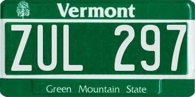 VT license plate ZUL297