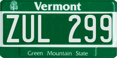 VT license plate ZUL299