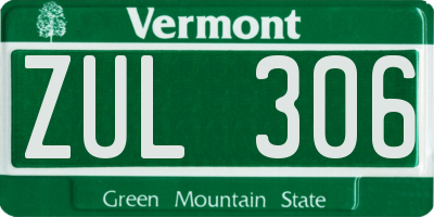 VT license plate ZUL306
