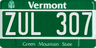 VT license plate ZUL307