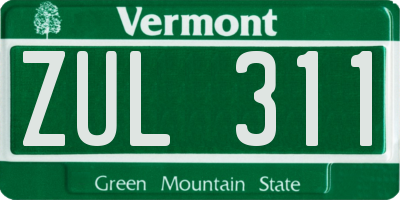 VT license plate ZUL311