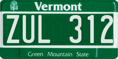 VT license plate ZUL312
