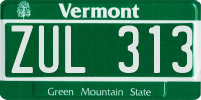 VT license plate ZUL313