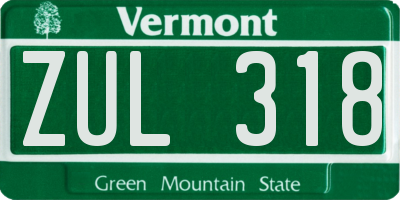 VT license plate ZUL318