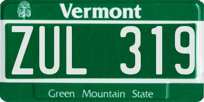 VT license plate ZUL319