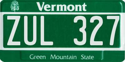 VT license plate ZUL327