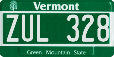 VT license plate ZUL328