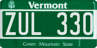 VT license plate ZUL330