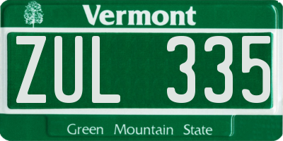 VT license plate ZUL335