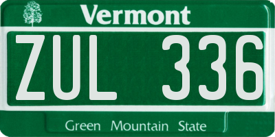 VT license plate ZUL336