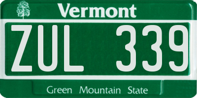 VT license plate ZUL339