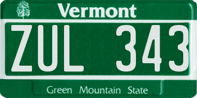 VT license plate ZUL343