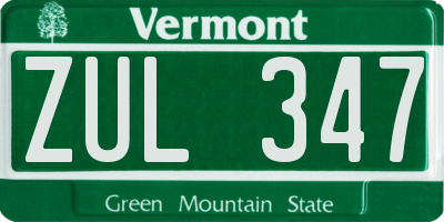 VT license plate ZUL347