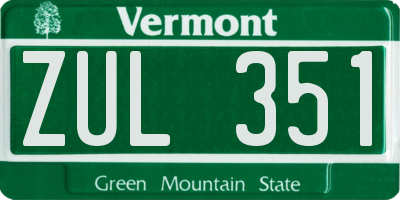 VT license plate ZUL351