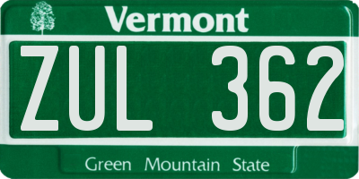 VT license plate ZUL362